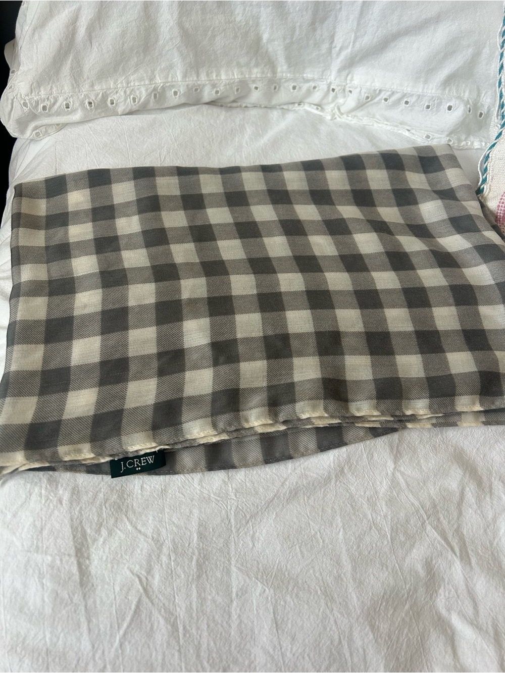 J. Crew Gray & Cream Checked Scarf